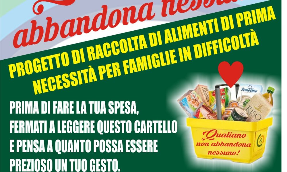 Locandina dell'Iniziativa Qualiano non abbandona nessuno
