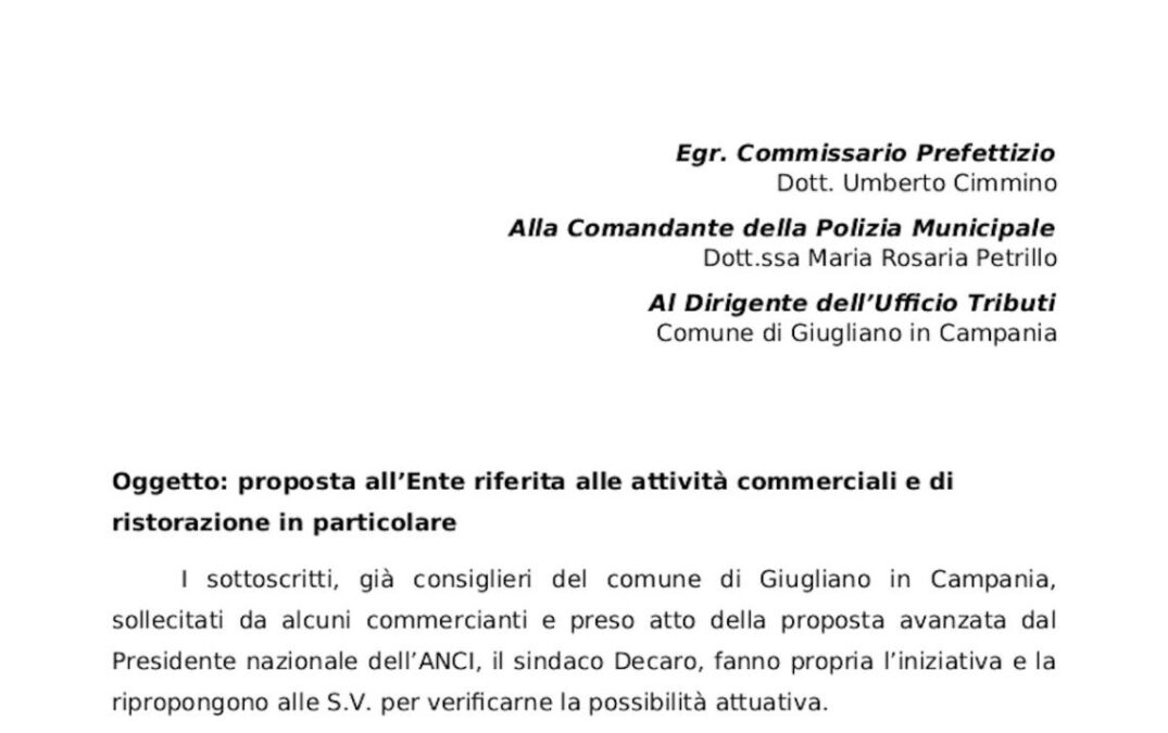 Proposta commercio centro destra Giugliano
