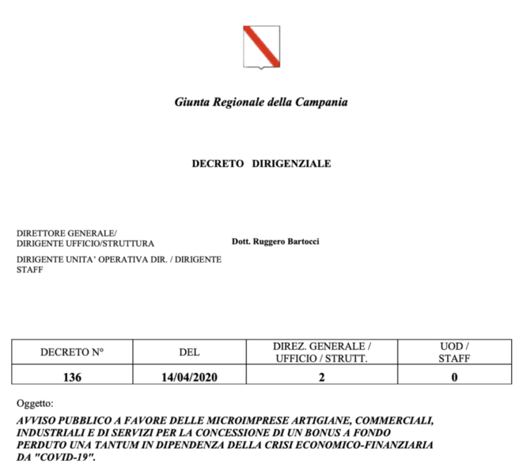 Avviso Regione Campania