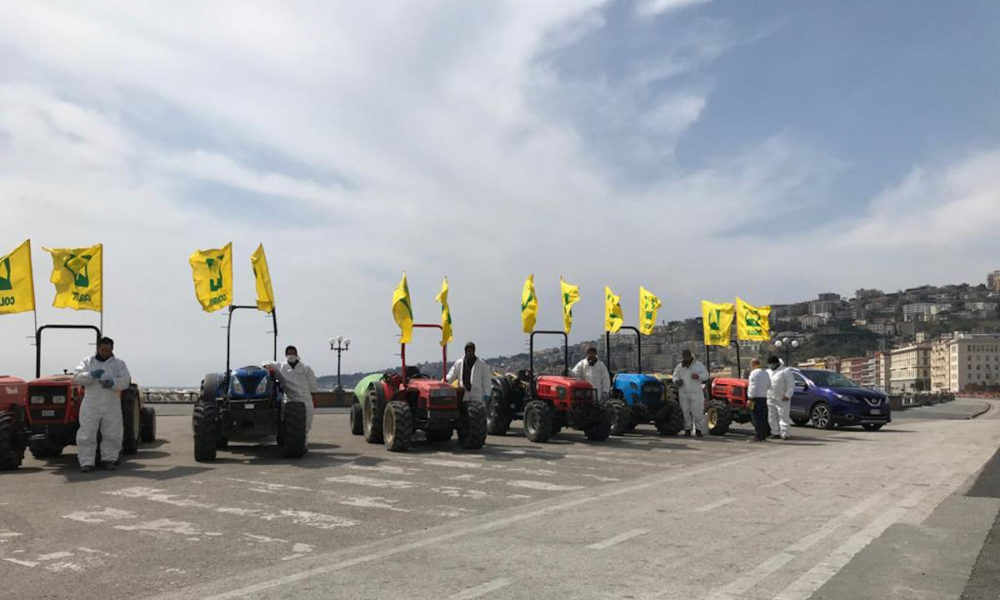 I trattori della Coldiretti pronti alla sanificazione mugnano