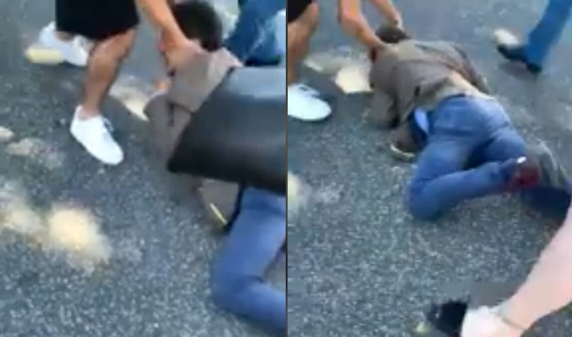 il Consigliere regionale Borrelli a terra accerchiato dagli aggressori
