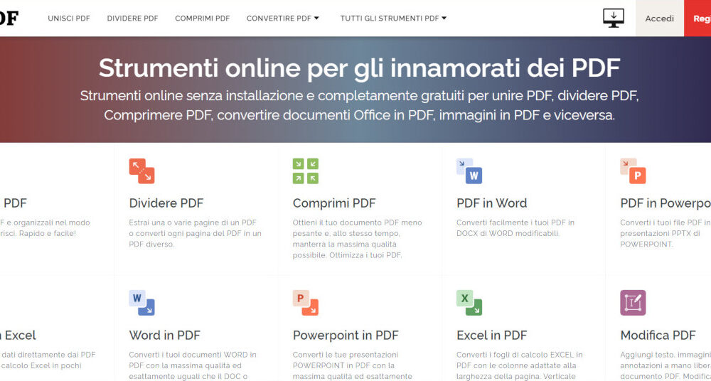 ilovepdf pdf strumenti per pdf