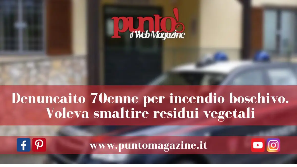 Denunciato 70enne per incendio boschivo