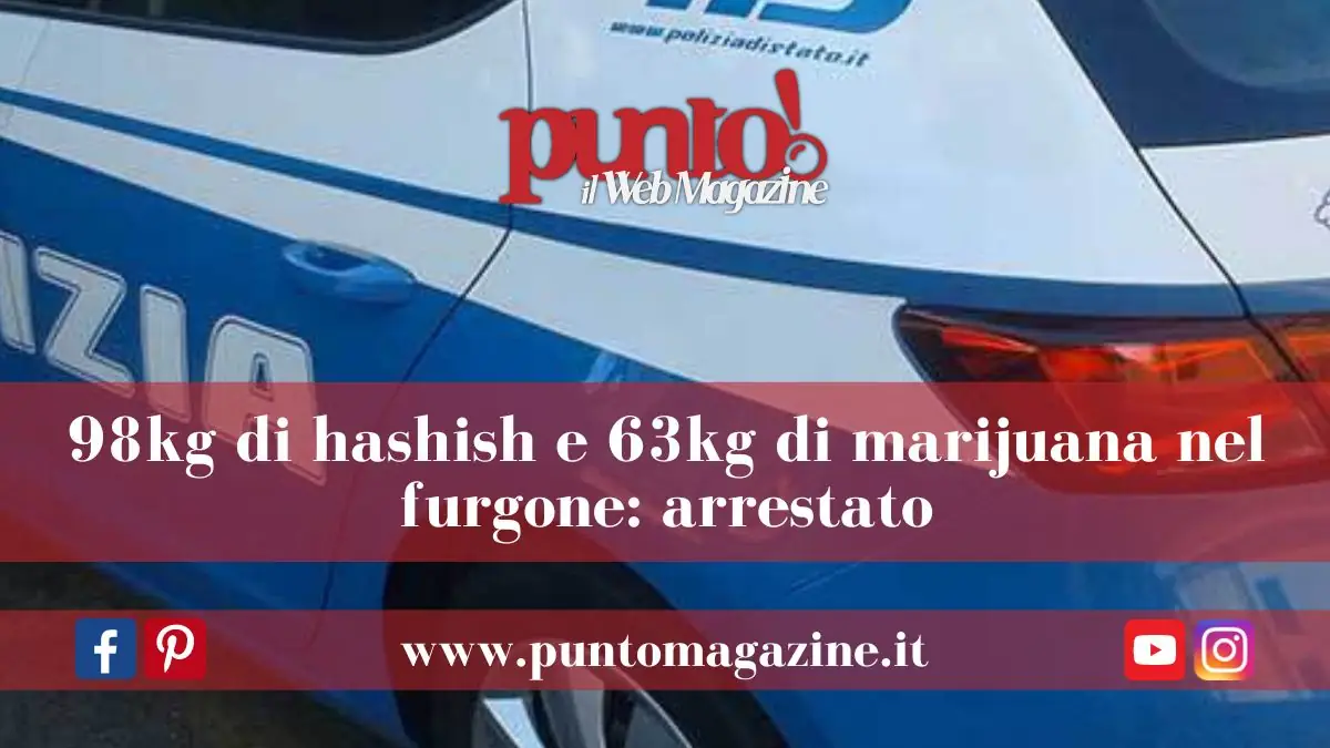 Sorpreso con 161kg di droga nel furgone