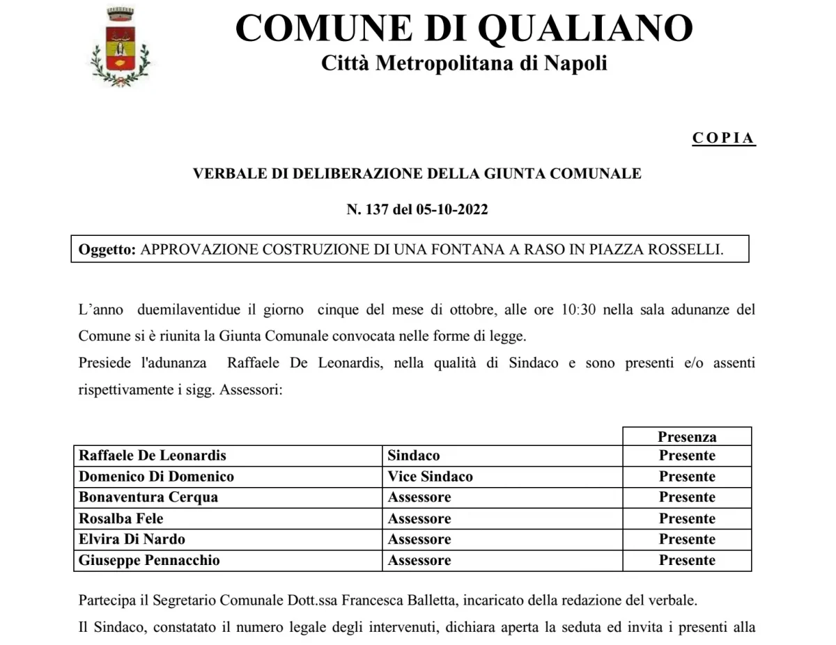 Qualiano fontana piazza rosselli