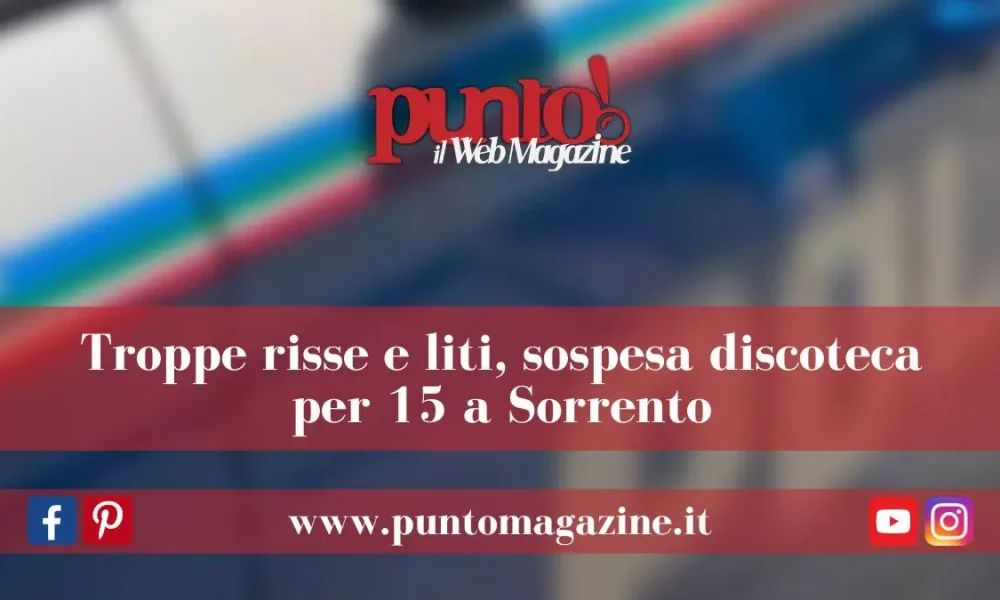 Sospesa discoteca a Sorrento