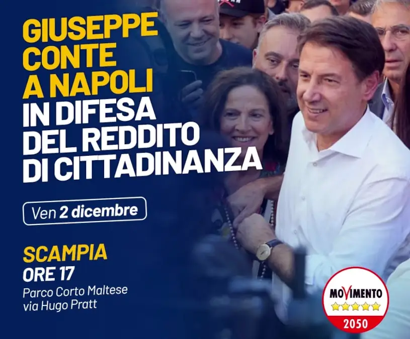 Conte a Napoli in difesa del reddito
