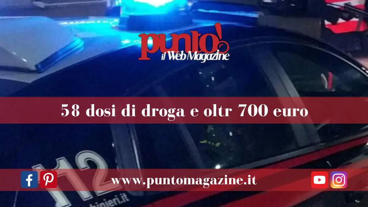 Aveva 58 dosi di droga