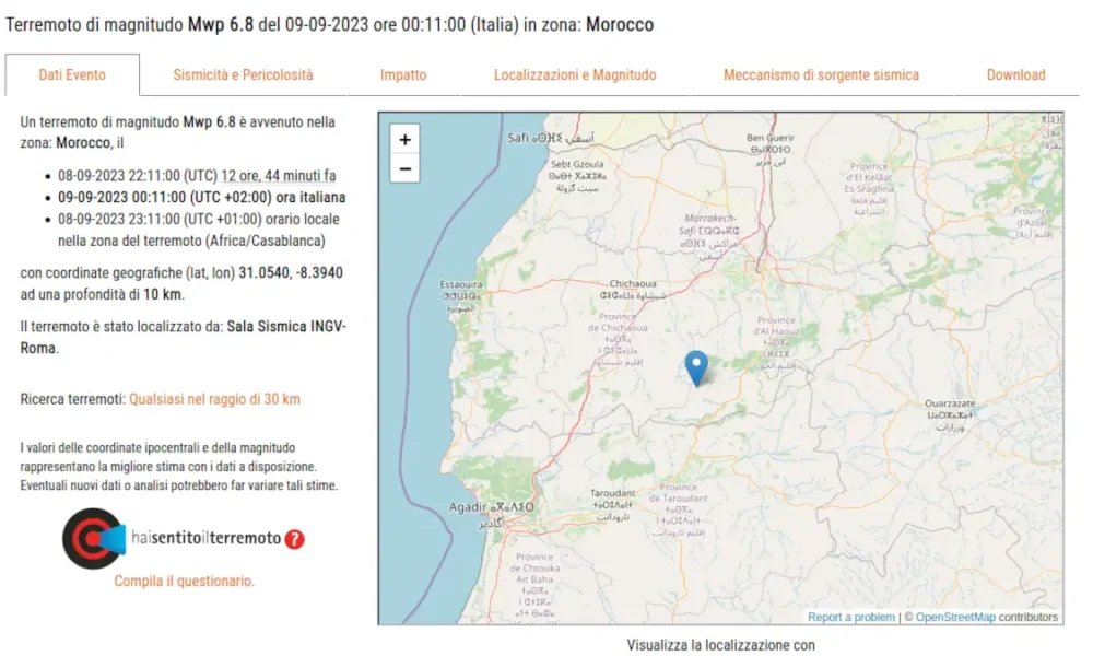 Terremoto Marocco