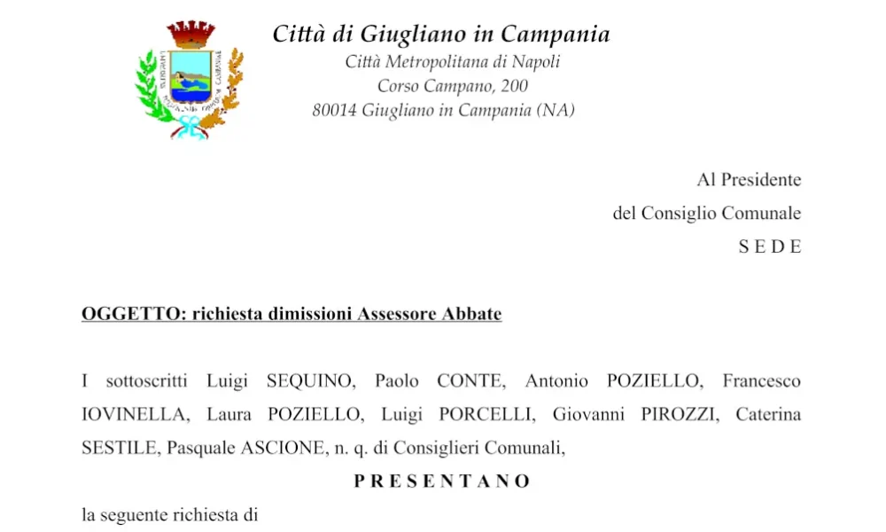Giugliano: Minoranza chiede dimissioni