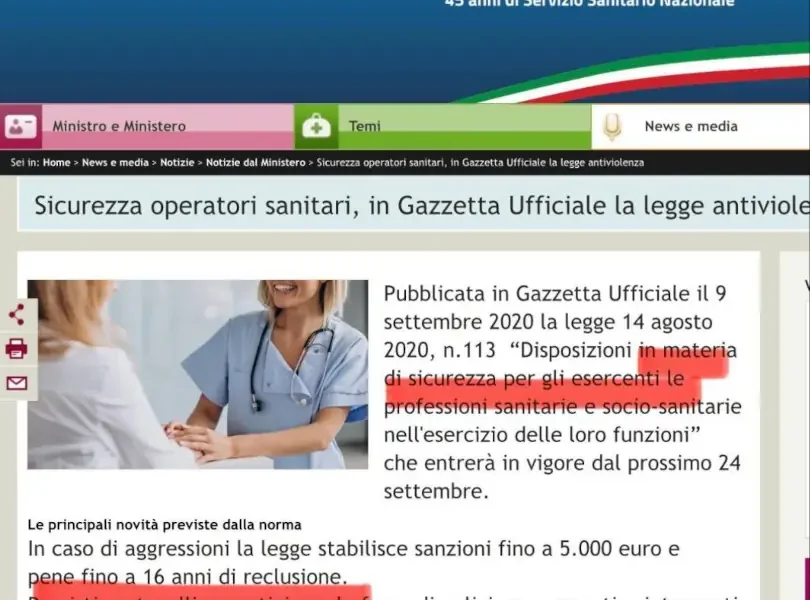 Violenza sul personale sanitario