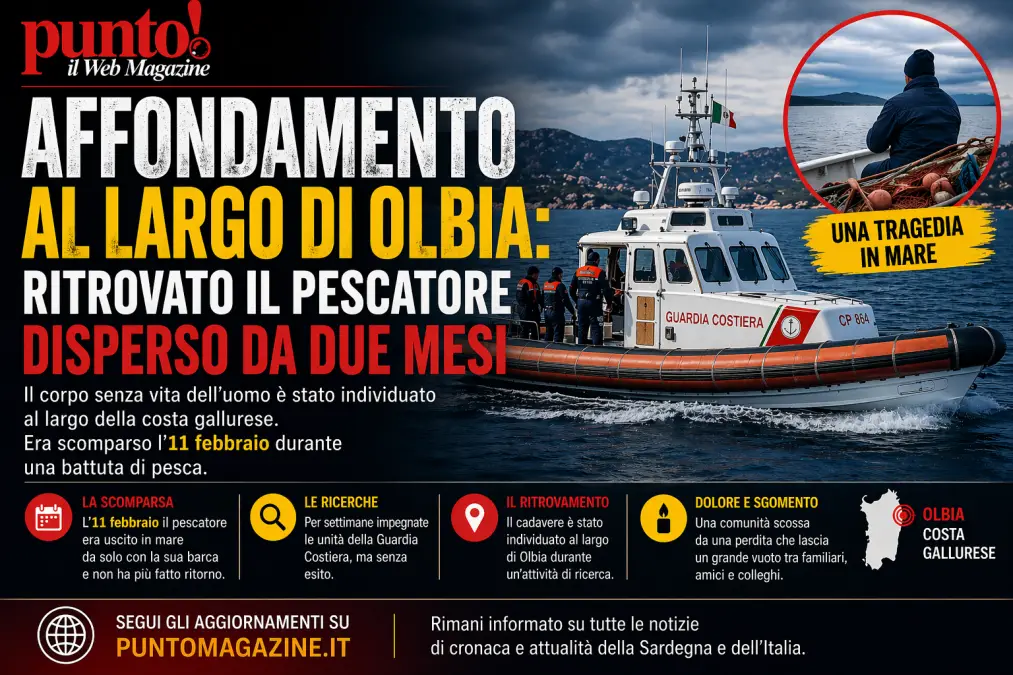 affondamento pescatore largo olbia aprile 2026
