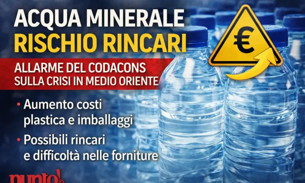 aumenti costi acqua minerale iran condacons aprile 2026