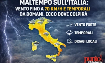 Burrasca in arrivo sull’Italia: vento forte e temporali da domani