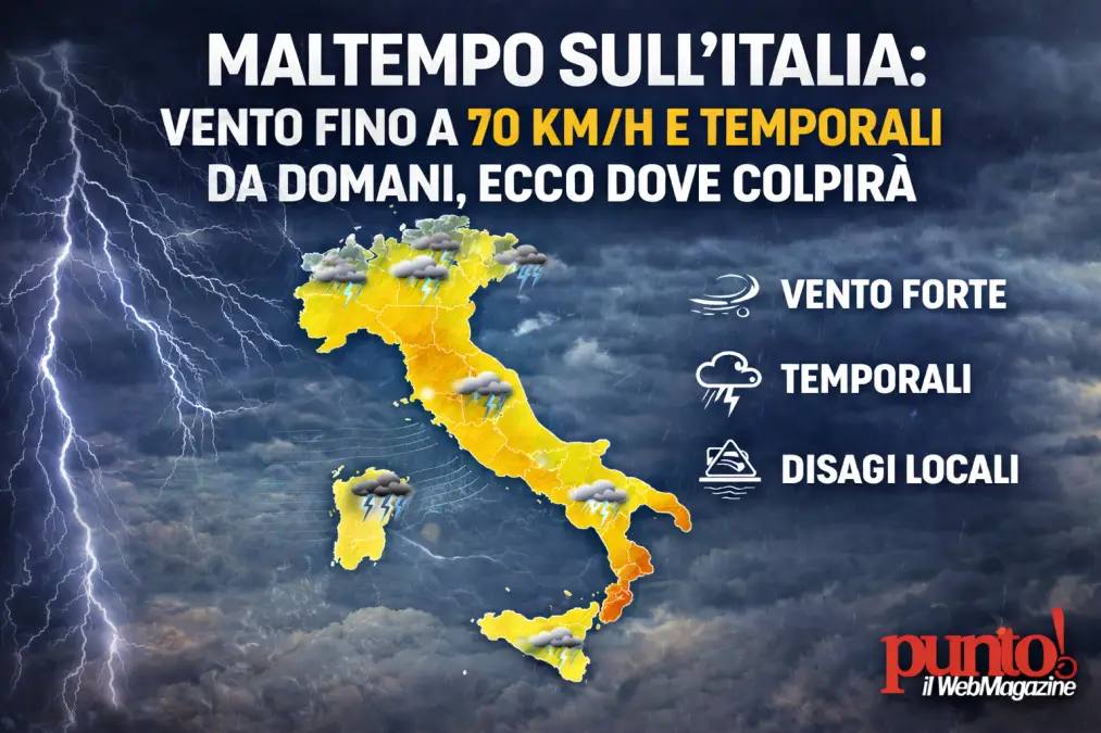 Burrasca in arrivo sull’Italia: vento forte e temporali da domani