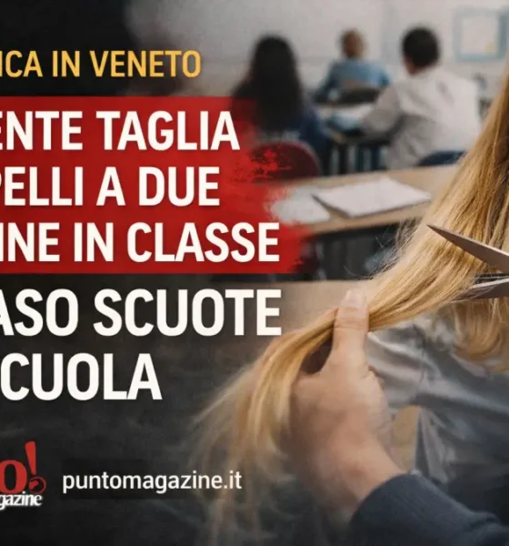 docente taglia capelli alunne in classe