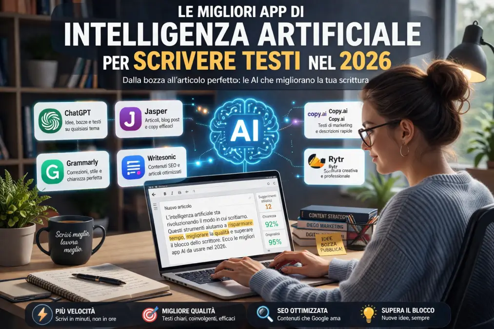 migliori app di intelligenza artificiale per scrivere testi nel 2026