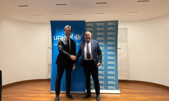 Francesco Acquaroli - Presidente della Regione Marche e Nicola Graziani - Presidente UNICEF ITALIA