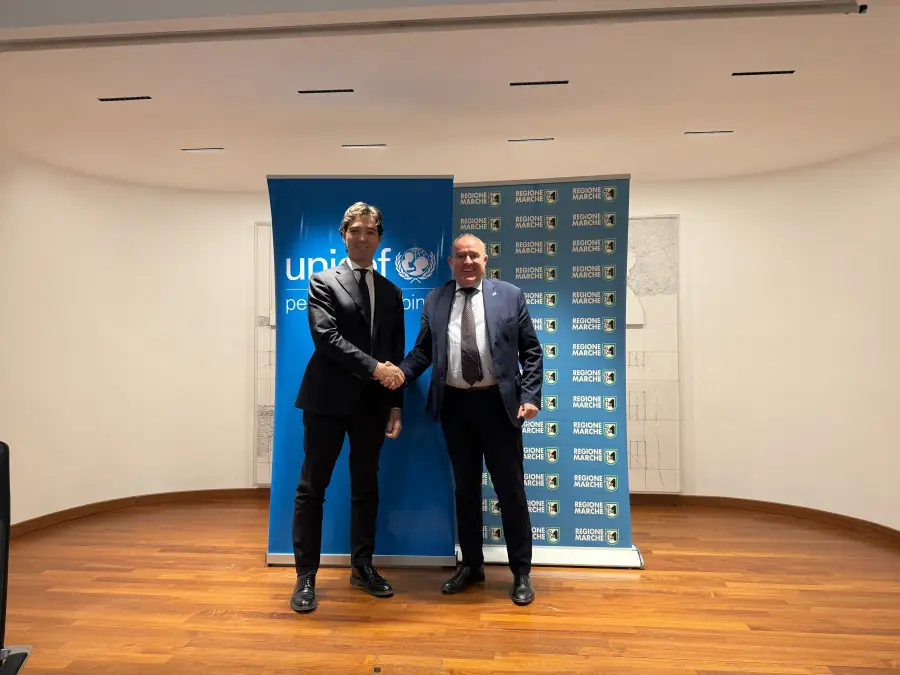 Francesco Acquaroli - Presidente della Regione Marche e Nicola Graziani - Presidente UNICEF ITALIA