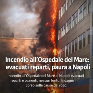 Incendio all’Ospedale del Mare: evacuati reparti, paura a Napoli