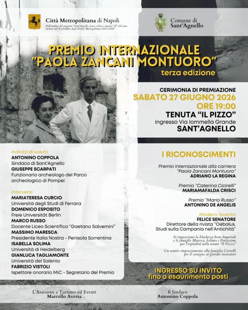 Locandina Premio Paola Zancani Montuoro 2026 - Sant'Agnello
