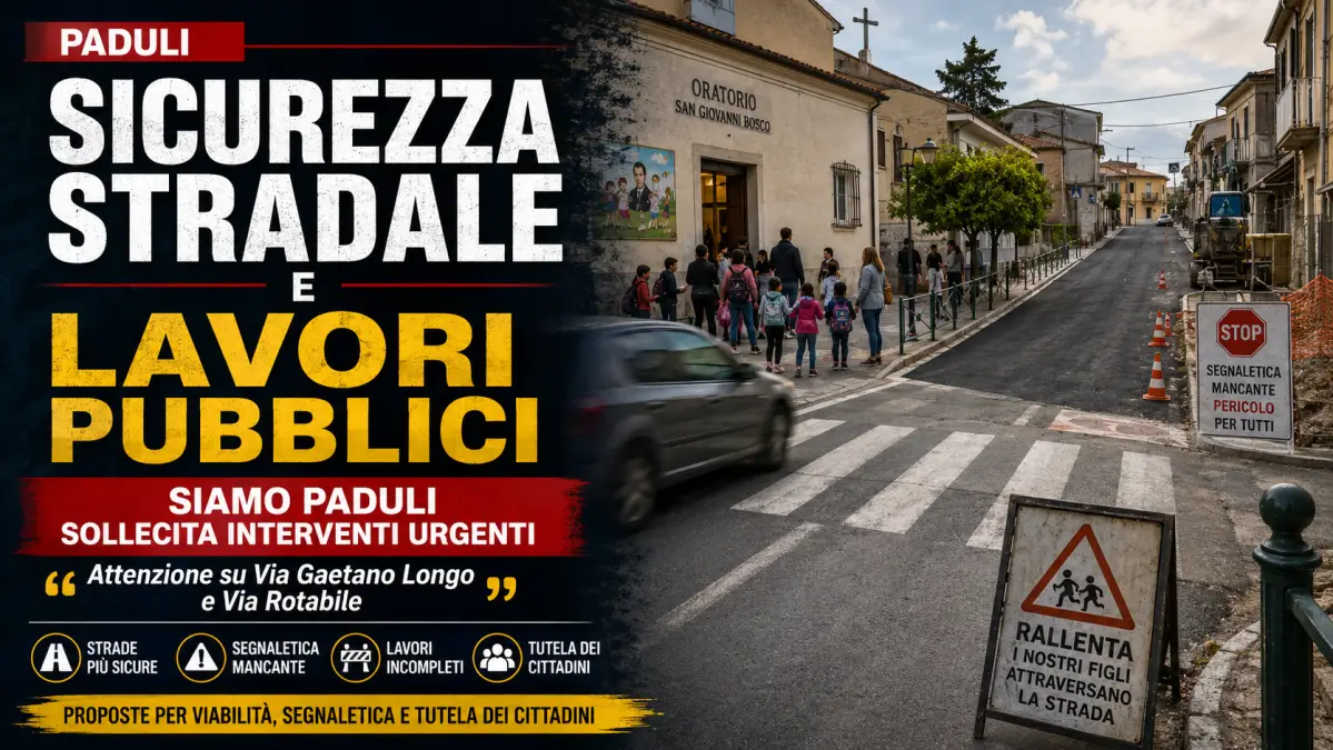 Paduli, sicurezza stradale e lavori pubblici “SiAmo Paduli” sollecita interventi urgenti