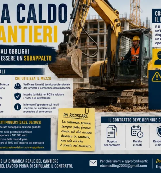 nolo a caldo cantiere subappalto