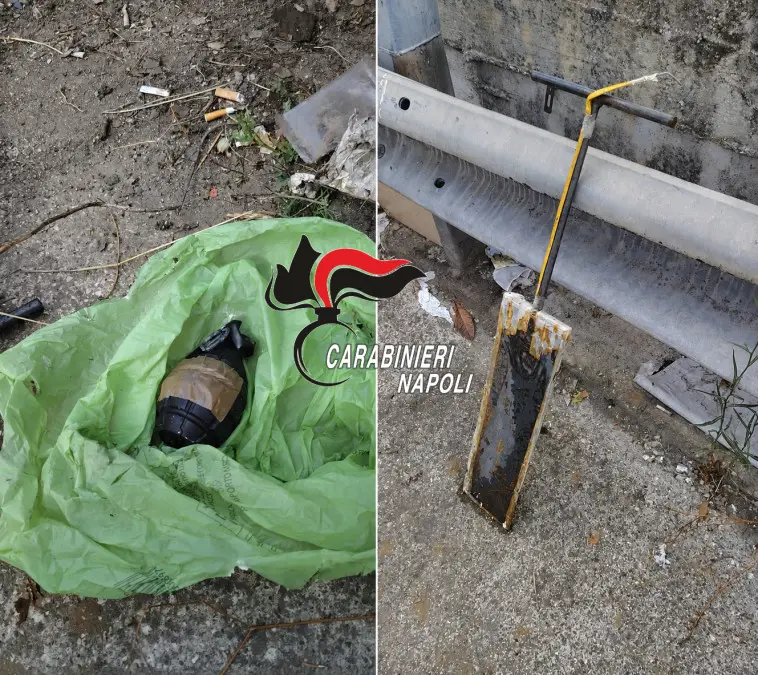 Brusciano - Bombe a mano e marmotta-Carabinieri