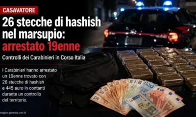 Casavatore 26 stecche di hashish - Immagine IA
