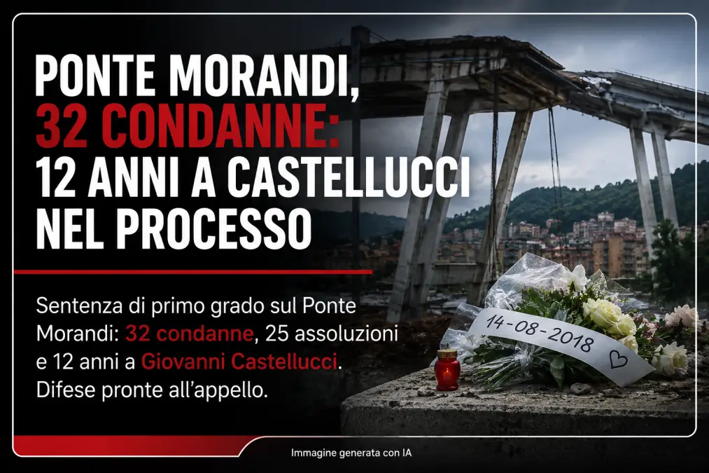 Condanne in primo grado ponte morandi - immagine generata con IA