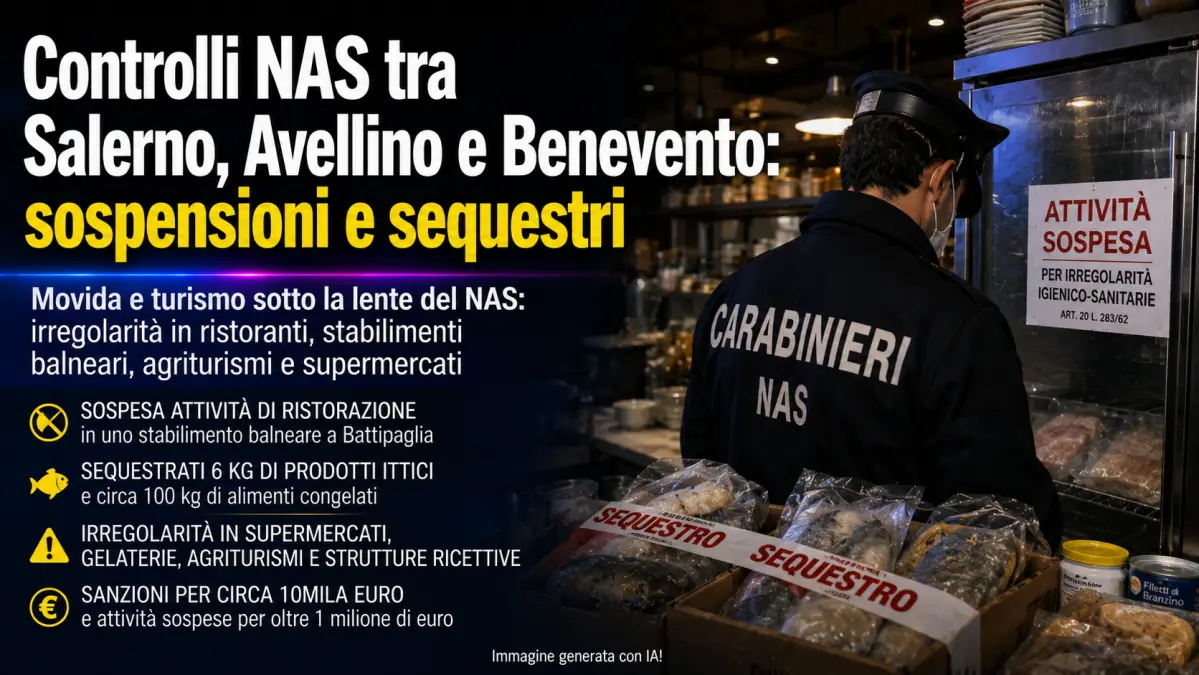 Controlli NAS Salerno, Avellino Benevento - Immagine IA