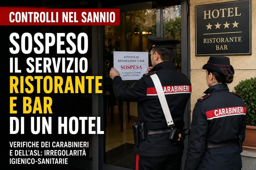Controlli nel sannio - sospeso ristorante e bar di un hotel - immagine ia