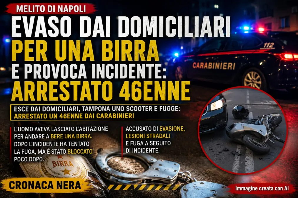 Evade dai domiciliari per una birra - Immagine IA