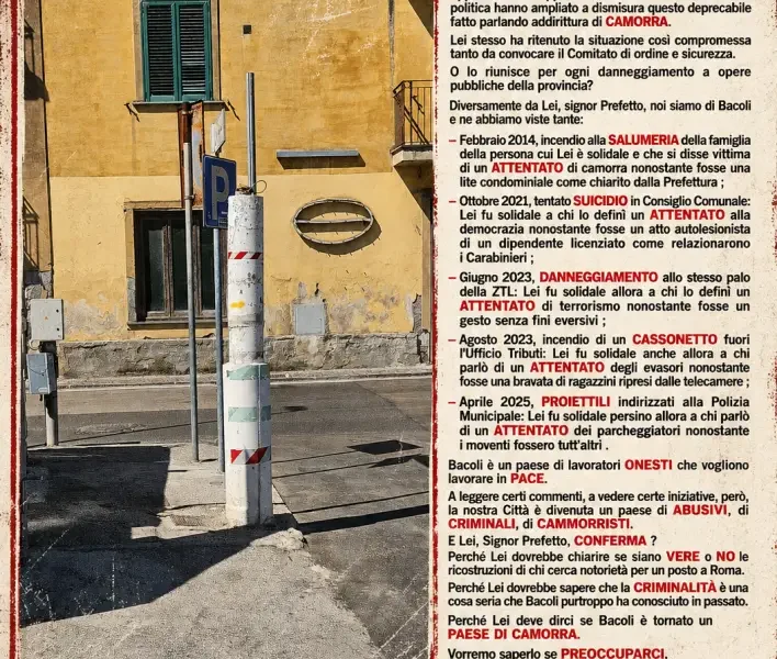 bacoli lettera al prefetto dopo il taglio del palo della ztl da Puntomagazine.it bacoli lettera al prefetto dopo il taglio del palo della ztl