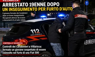 Villaricca arrestato 19enne per concorso in furto d'auto - immagine IA