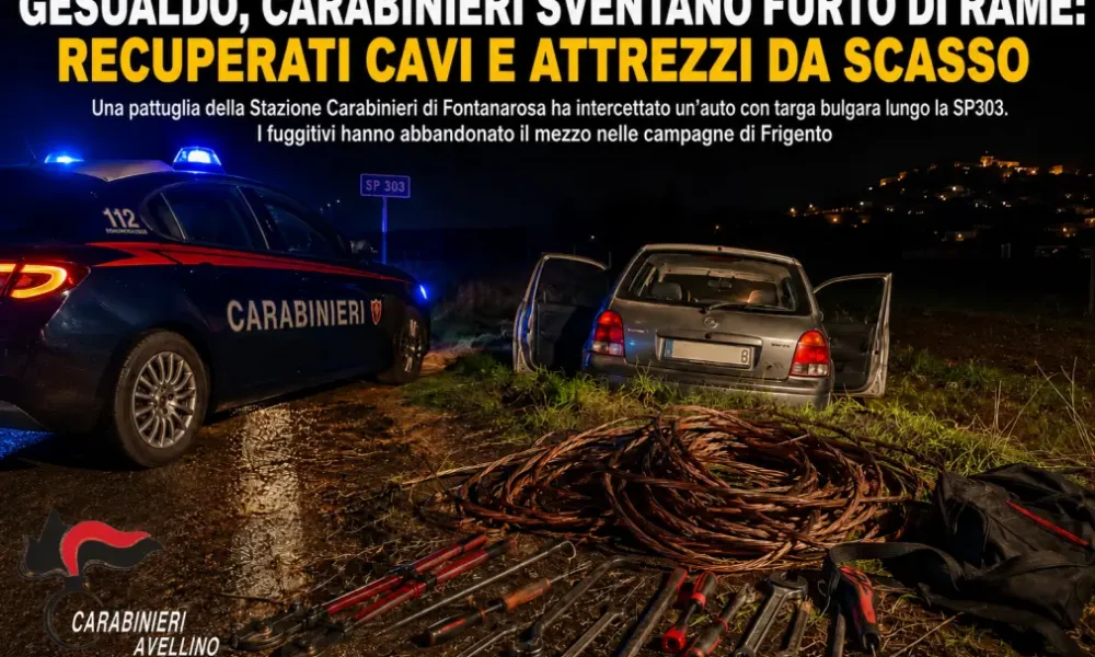 gesualdo carabinieri sventano furto di rame recuperati cavi e attrezzi da scasso da Puntomagazine.it gesualdo carabinieri sventano furto di rame recuperati cavi e attrezzi da scasso