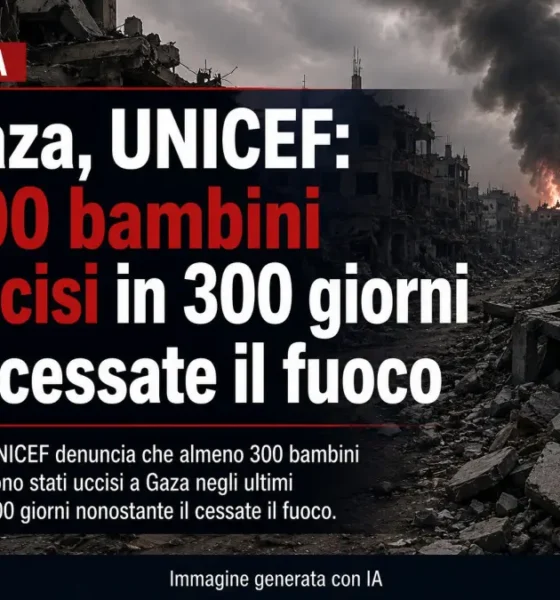 Gaza bambini uccisi unicef Immagine generata con IA