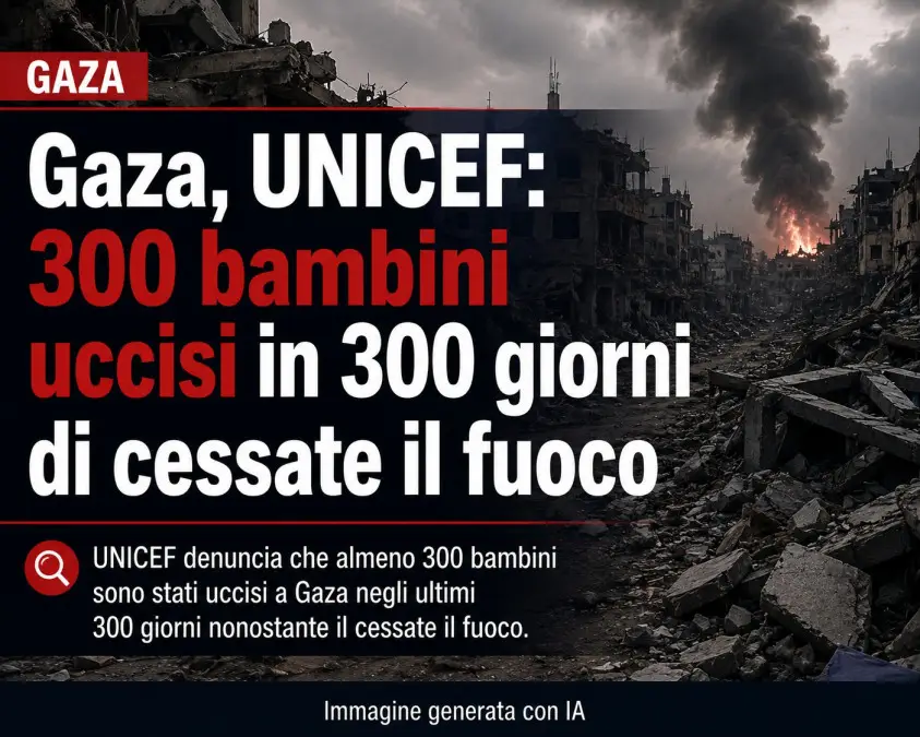 Gaza bambini uccisi unicef Immagine generata con IA