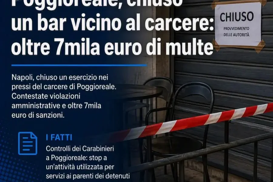 poggioreale chiuso un bar vicino al carcere oltre 7mila euro di multe da Puntomagazine.it poggioreale chiuso un bar vicino al carcere oltre 7mila euro di multe