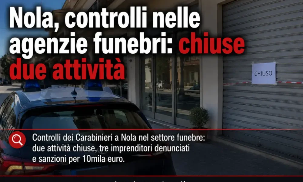 Nola controlli alle agenzie funebri - chiuse due attività - immagine ia