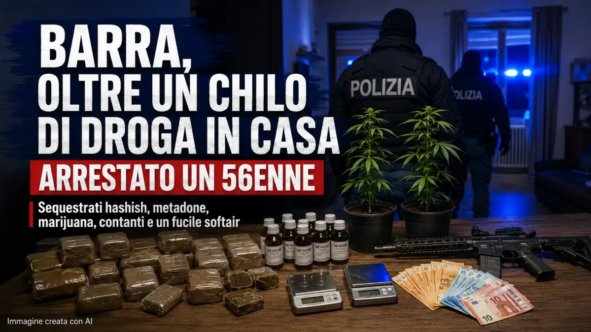 barra droga in casa oltre 1 kg