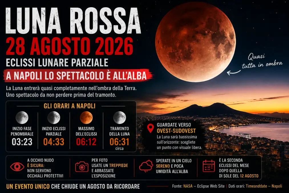 eclissi lunare luna rossa Napoli