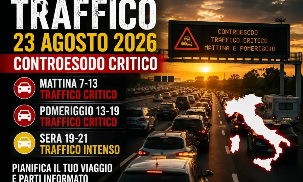 traffico 23 agosto 2026 controesodo critico gli orari peggiori per i rientri da Puntomagazine.it traffico 23 agosto 2026 controesodo critico gli orari peggiori per i rientri