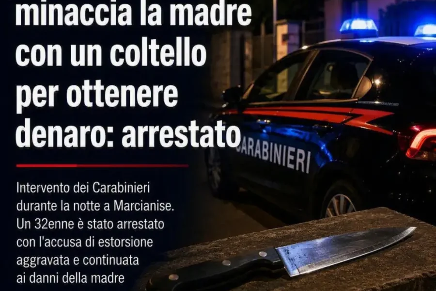 marcianise minaccia la madre con un coltello per ottenere denaro arrestato da Puntomagazine.it marcianise minaccia la madre con un coltello per ottenere denaro arrestato