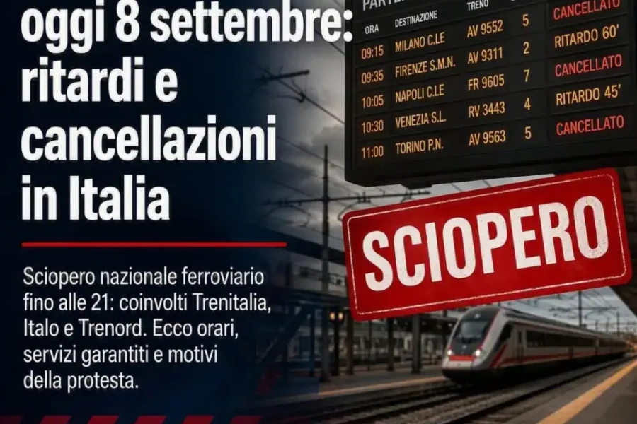 sciopero treni oggi 8 settembre ritardi e cancellazioni in italia da Puntomagazine.it sciopero treni oggi 8 settembre ritardi e cancellazioni in italia