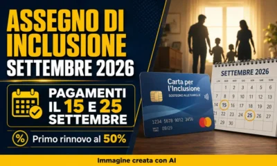 assegno inclusione pagamento settembre 2026