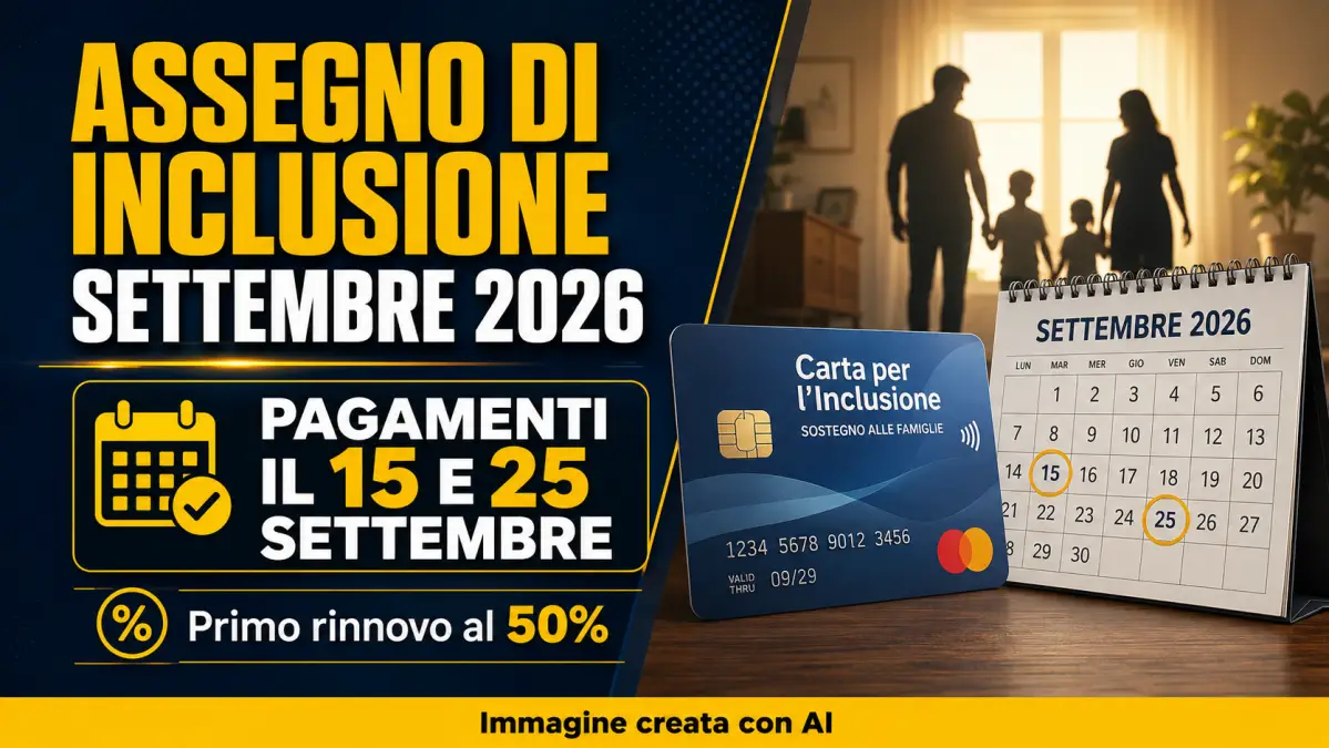 assegno inclusione pagamento settembre 2026