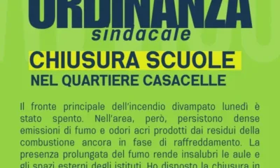 casacelle giugliano incendio scuole chiuse