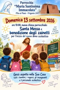 Frigento, a Pila ai Piani la benedizione degli zainetti per il nuovo anno scolastico