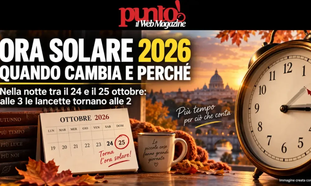 ora solare 2026 quando cambia data orario e perch233 spostiamo ancora le lancette da Puntomagazine.it ora solare 2026 quando cambia data orario e perch233 spostiamo ancora le lancette
